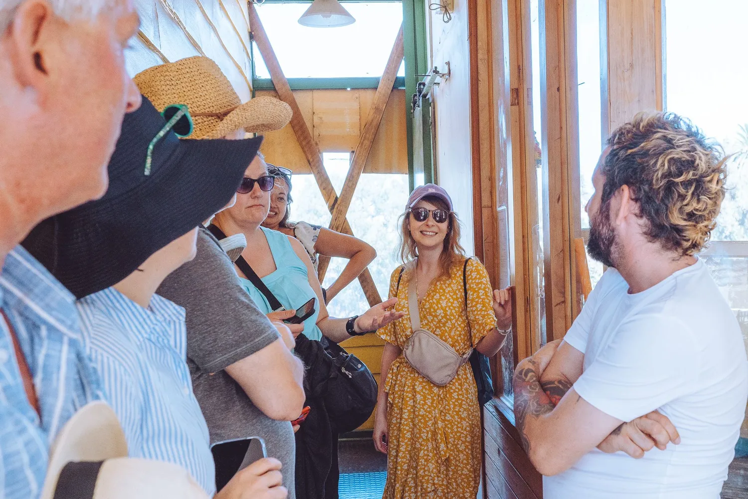 Inside a historic Valparaiso funicular car